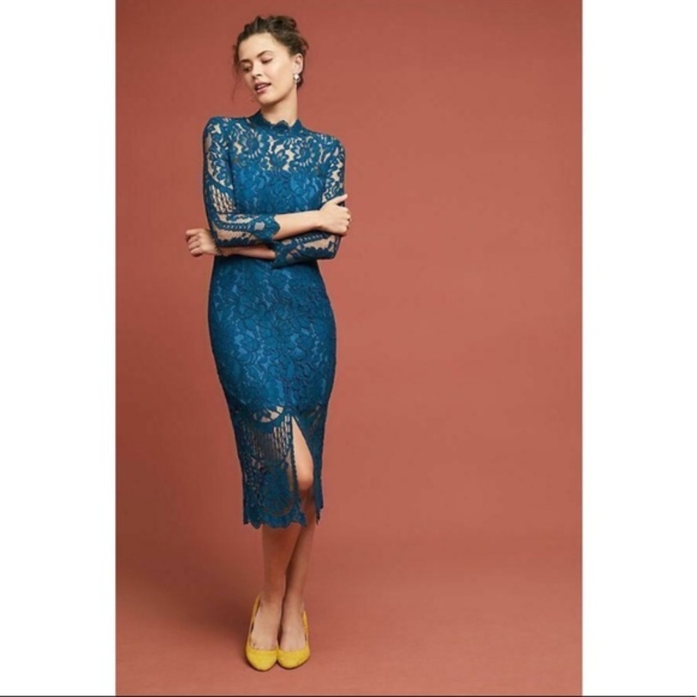 NWT Anthro Yumi Kim Antoinette Teal Lace Dress